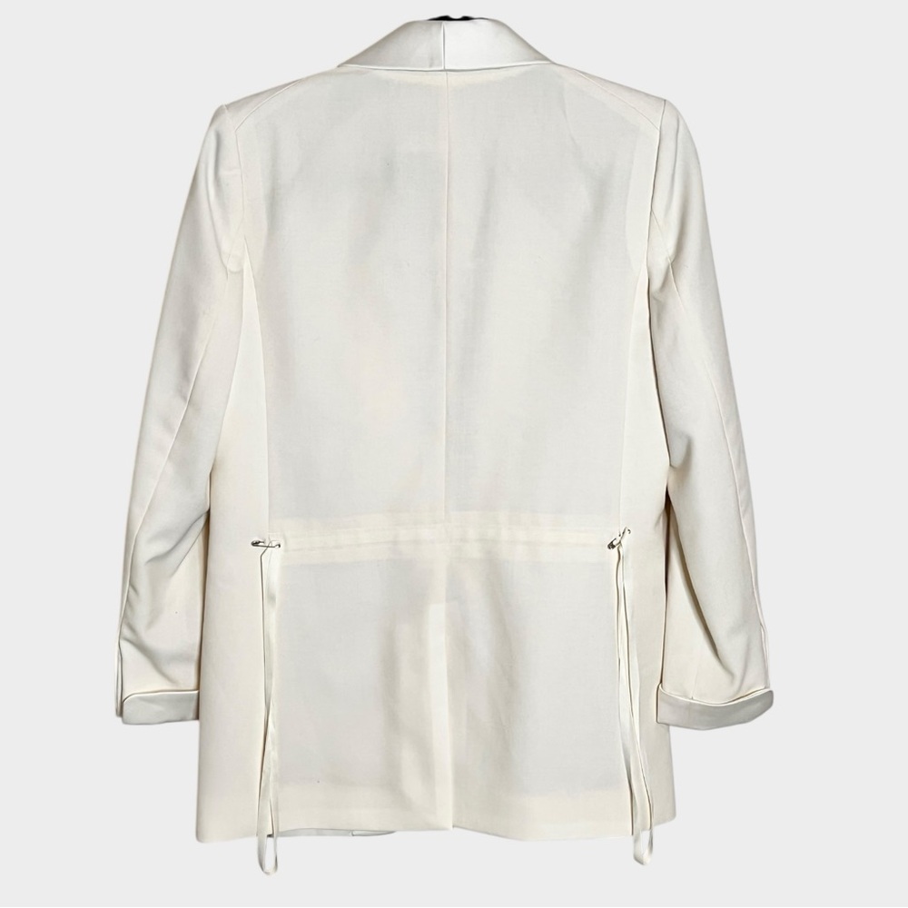 J. CREW Cream Satin Trim Tuxedo Blazer with ribbon tie Size 4 Formal Menswear - Picture 4 of 8